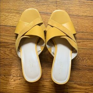 Ann Taylor yellow chunky slide heels